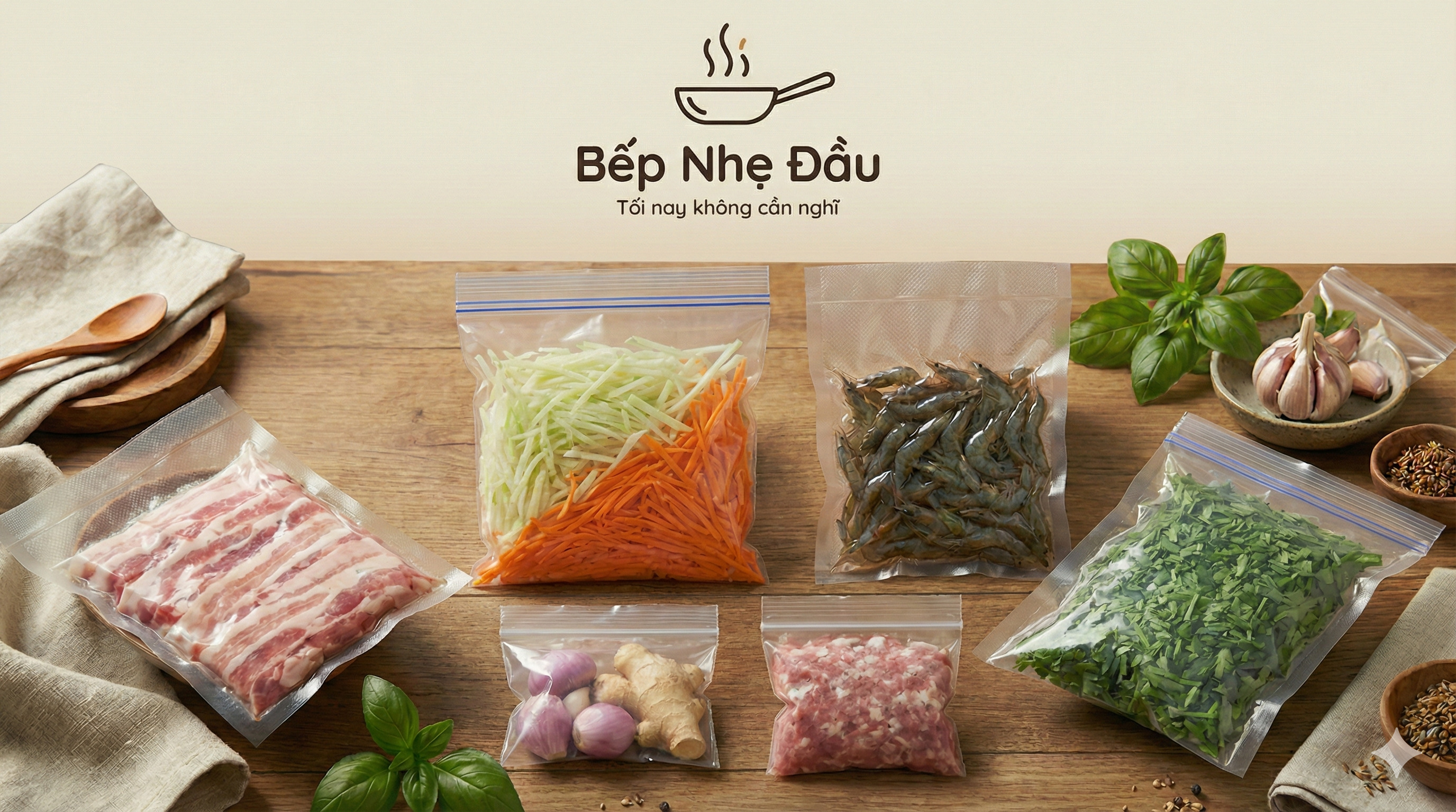 Bếp Nhẹ Đầu chuẩn bị