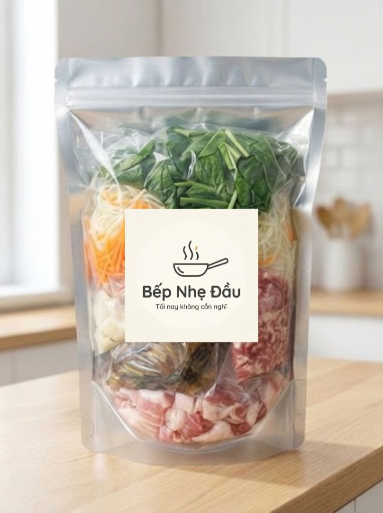Set nguyên liệu sơ chế sẵn của Bếp Nhẹ Đầu